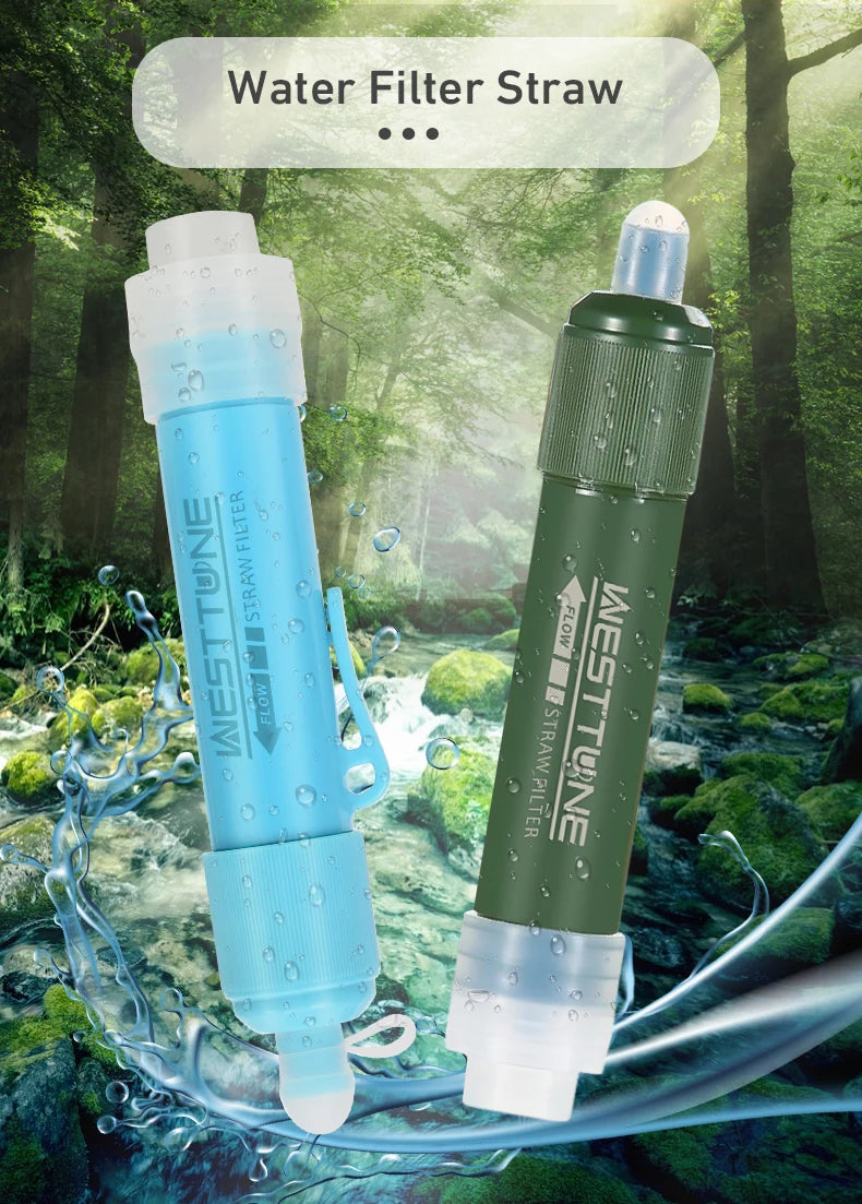 Outdoor Mini Filter Straw Set TUP Carbon Fiber Camping Purification Water Purifier for Survival Or Emergency Supplies
