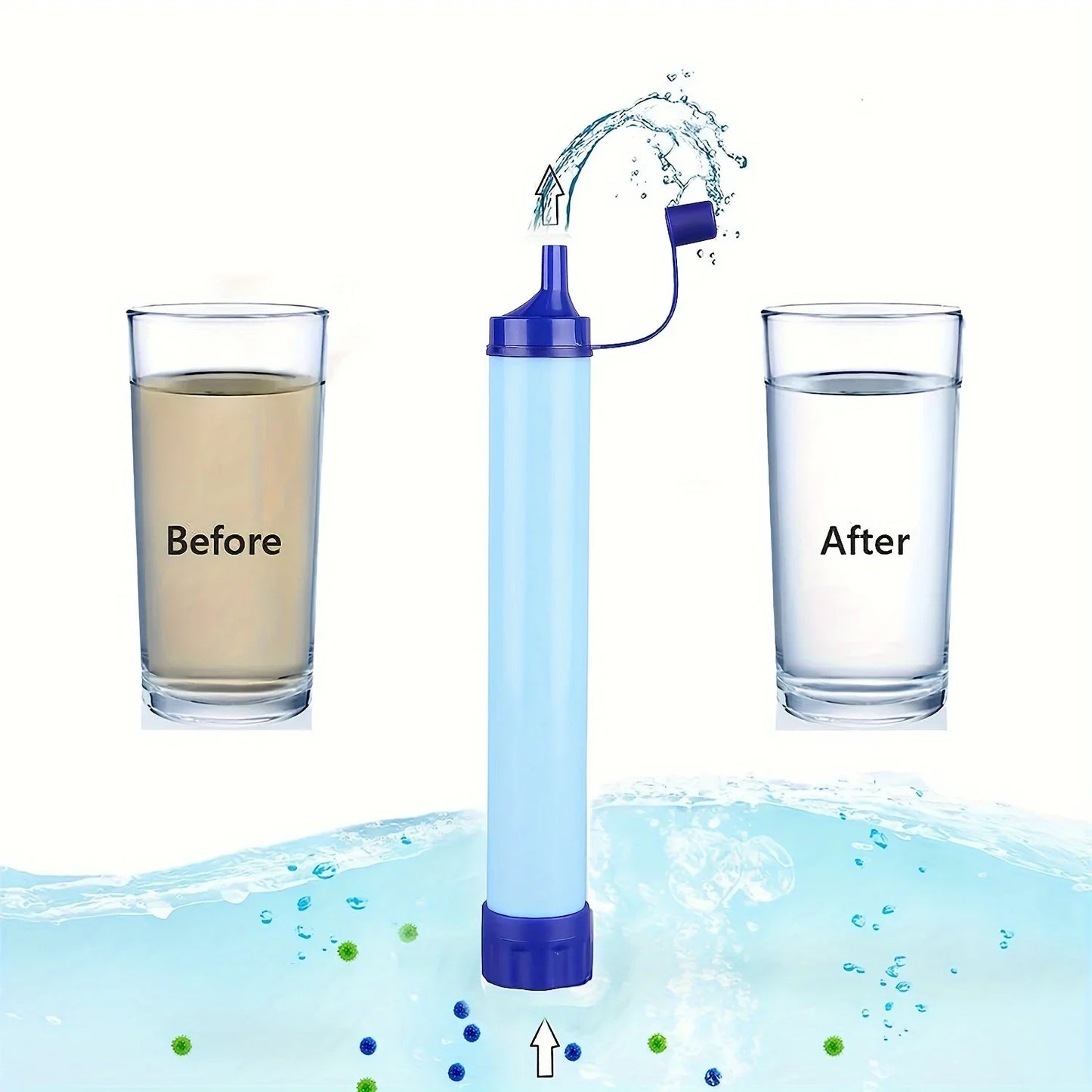 10000ガロン 屋外用パーソナル浄水器 超軽量 0.01ミクロン 4段階フィルターシステム ポータブル浄水器 サバイバルストロー