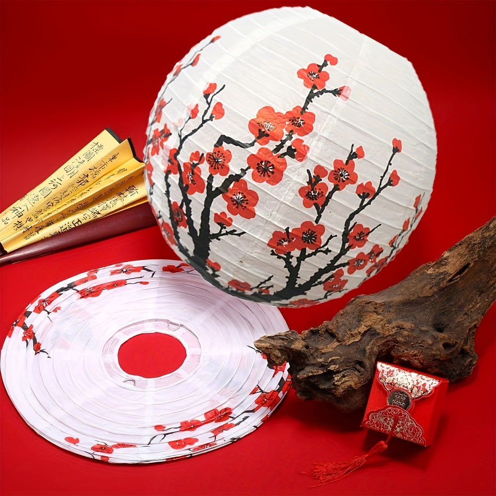 6pc Red Cherry Blossom Sakura Japanese Paper Lantern Set - Oriental Style