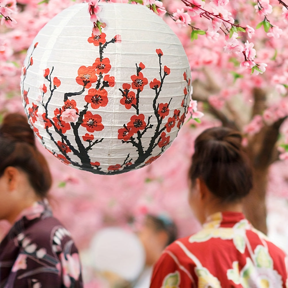 6pc Red Cherry Blossom Sakura Japanese Paper Lantern Set - Oriental Style