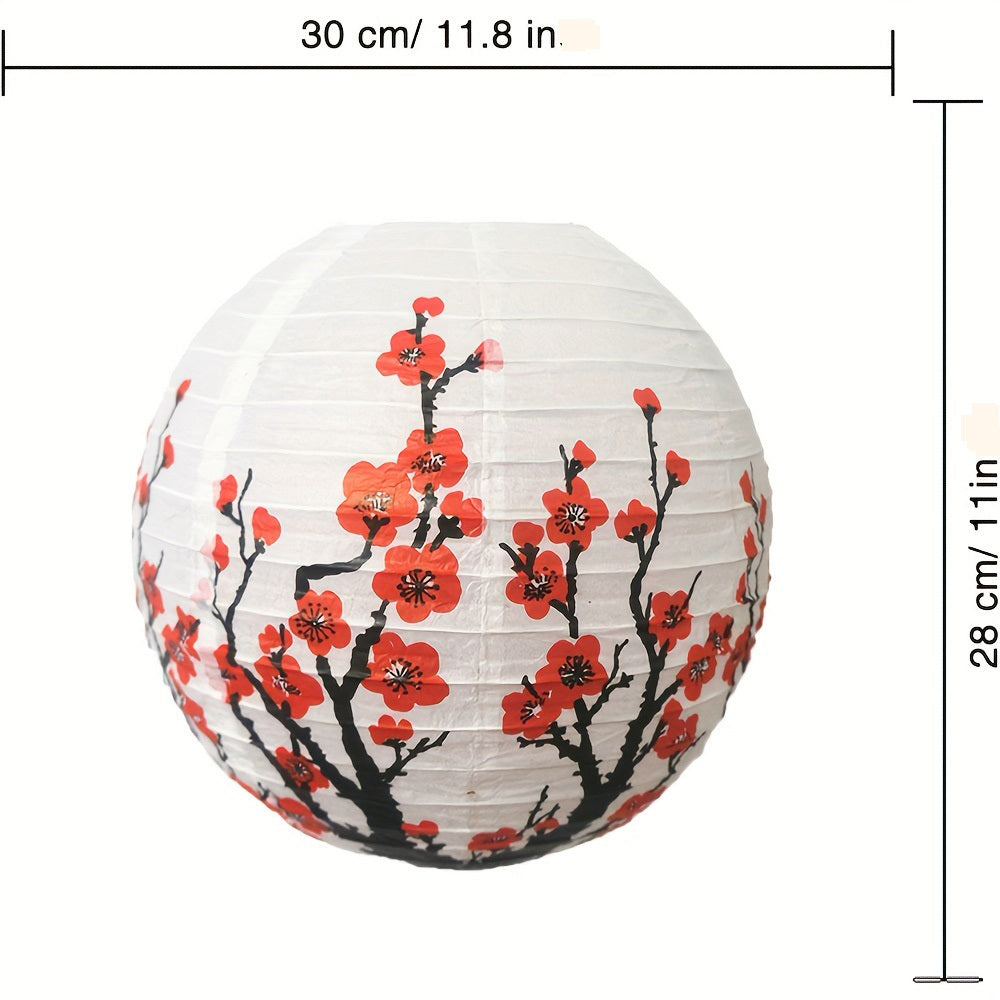 6pc Red Cherry Blossom Sakura Japanese Paper Lantern Set - Oriental Style