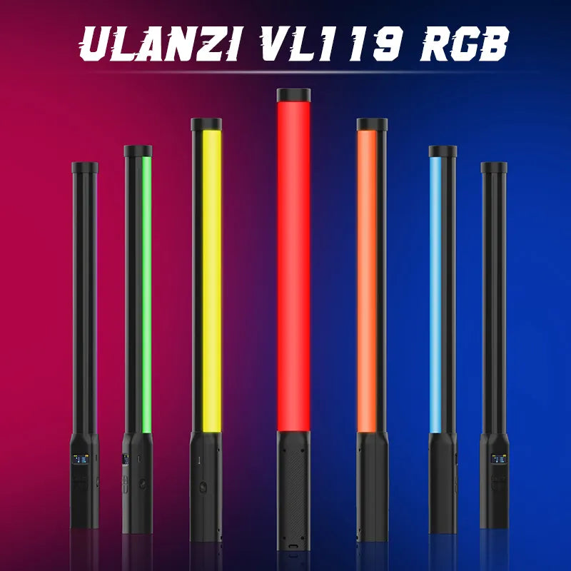 Ulanzi VL119 Handheld RGB Colorful Stick Light 19.68 inch CRI 95+ 2500K - 8500K for making videos and photos.