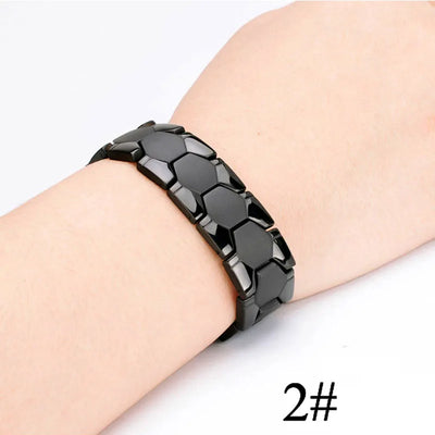 Women Men Health Therapy Magnetic Bracelet Power 4 in1 Negative Ions Germanium Stainless Steel