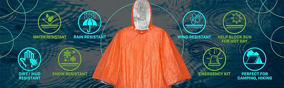 緊急用防水レインコート アルミフィルム 使い捨てポンチョ 暖かい保温レインウェア ブランケット