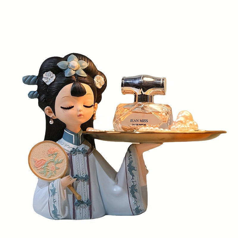 1pc resin statue  Ancient Style Girl with Tray Ornamento